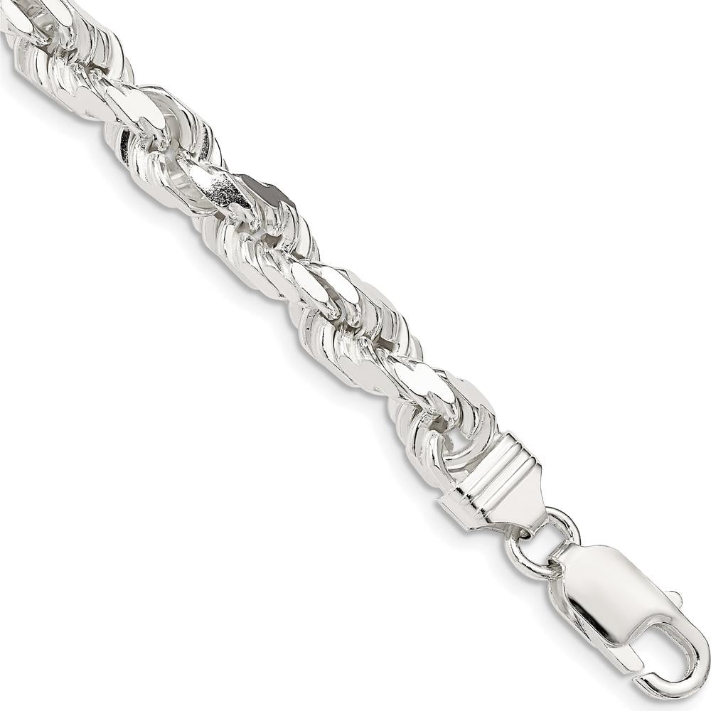 Sterling Silver 6.5mm Diamond-Cut Rope Chain Bracelet - 8 inches by Lumare Gioia