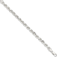 Sterling Silver 6.5mm Diamond-Cut Rope Chain Bracelet - 8 inches by Lumare Gioia