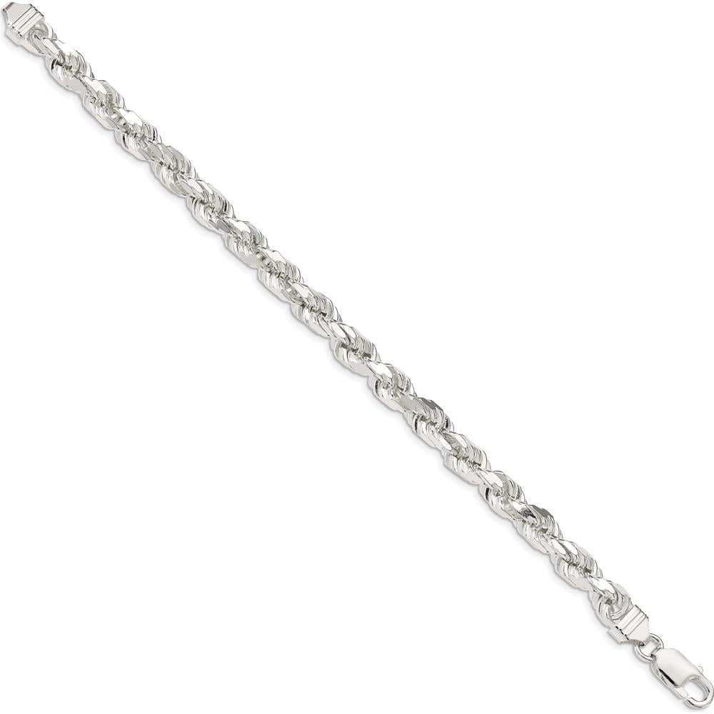 Sterling Silver 6.5mm Diamond-Cut Rope Chain Bracelet - 8 inches by Lumare Gioia