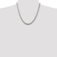 Sterling Silver 6.5mm Diamond-Cut Rope Chain Necklace - 20 inches by Lumare Gioia