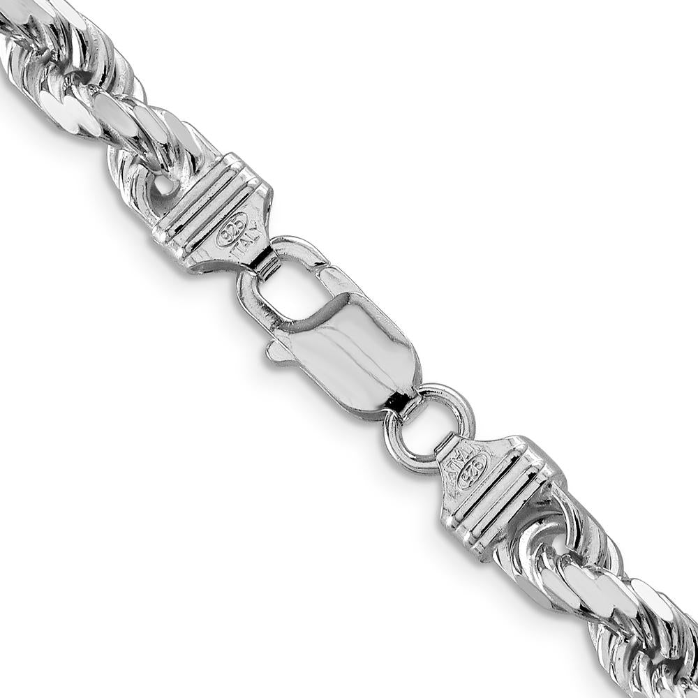 Sterling Silver 6.5mm Diamond-Cut Rope Chain Necklace - 20 Inches by Lumare Gioia