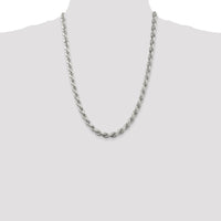 Sterling Silver 6.5mm Diamond-Cut Rope Chain Necklace - 24 inches by Lumare Gioia