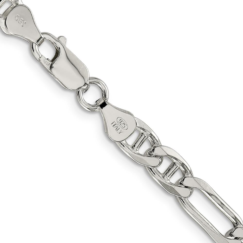 Sterling Silver 6.5mm Figaro Anchor Chain - 18 Inches by Lumare Gioia