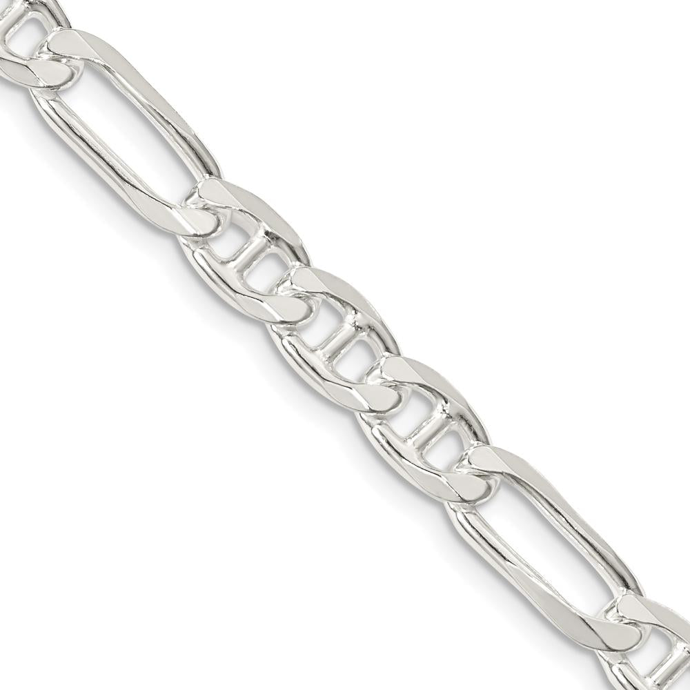 Sterling Silver 6.5mm Figaro Anchor Chain Necklace - 20 inches by Lumare Gioia