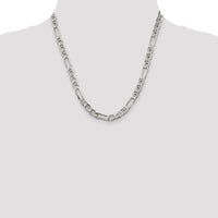 Sterling Silver 6.5mm Figaro Anchor Chain Necklace - 20 inches by Lumare Gioia