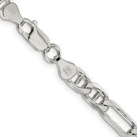 Sterling Silver 6.5mm Figaro Anchor Chain Necklace - 26 inches by Lumare Gioia