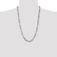 Sterling Silver 6.5mm Figaro Anchor Chain Necklace - 26 inches by Lumare Gioia