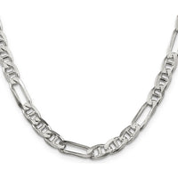 Sterling Silver 6.5mm Figaro Anchor Chain Necklace - 28 Inches with Lobster Clasp by Lumare Gioia