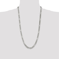 Sterling Silver 6.5mm Figaro Anchor Chain Necklace - 28 Inches with Lobster Clasp by Lumare Gioia
