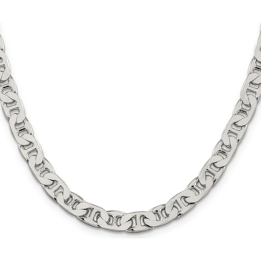 Sterling Silver 6.5mm Flat Anchor Chain Necklace - 20 inch, Polished Finish, Lobster Clasp by Lumare Gioia