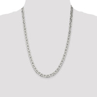 Sterling Silver 6.5mm Flat Anchor Chain Necklace - 24 inch with Polished Finish by Lumare Gioia