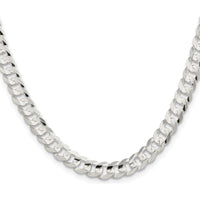 Sterling Silver 6.75mm Concave Beveled Curb Chain Necklace - 24 Inches by Lumare Gioia