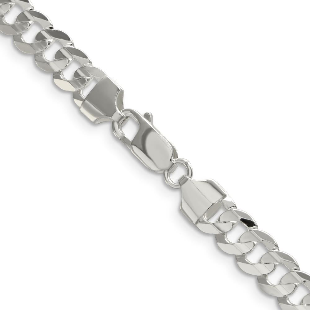 Sterling Silver 6.75mm Concave Beveled Curb Chain Necklace - 26 Inches by Lumare Gioia