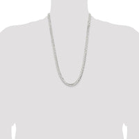 Sterling Silver 6.75mm Concave Beveled Curb Chain Necklace - 26 Inches by Lumare Gioia