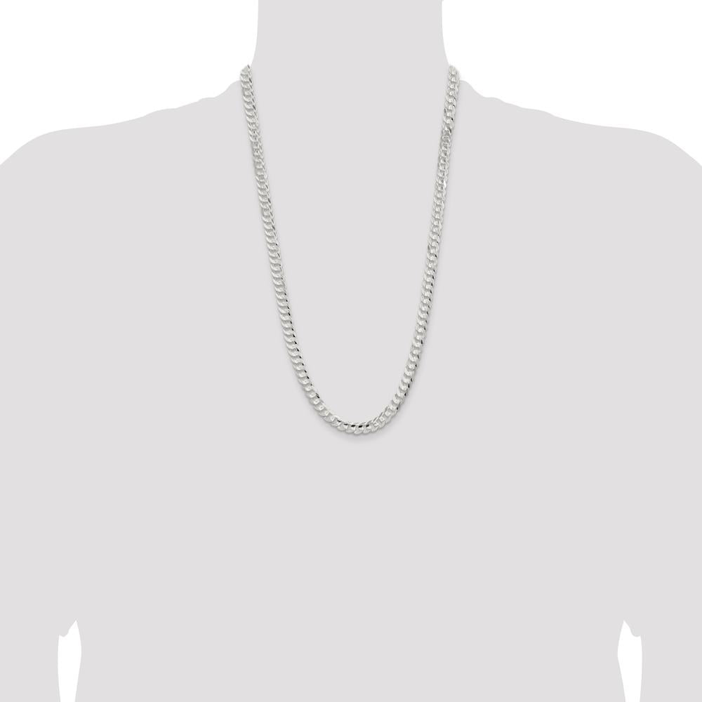 Sterling Silver 6.75mm Concave Beveled Curb Chain Necklace - 26 Inches by Lumare Gioia