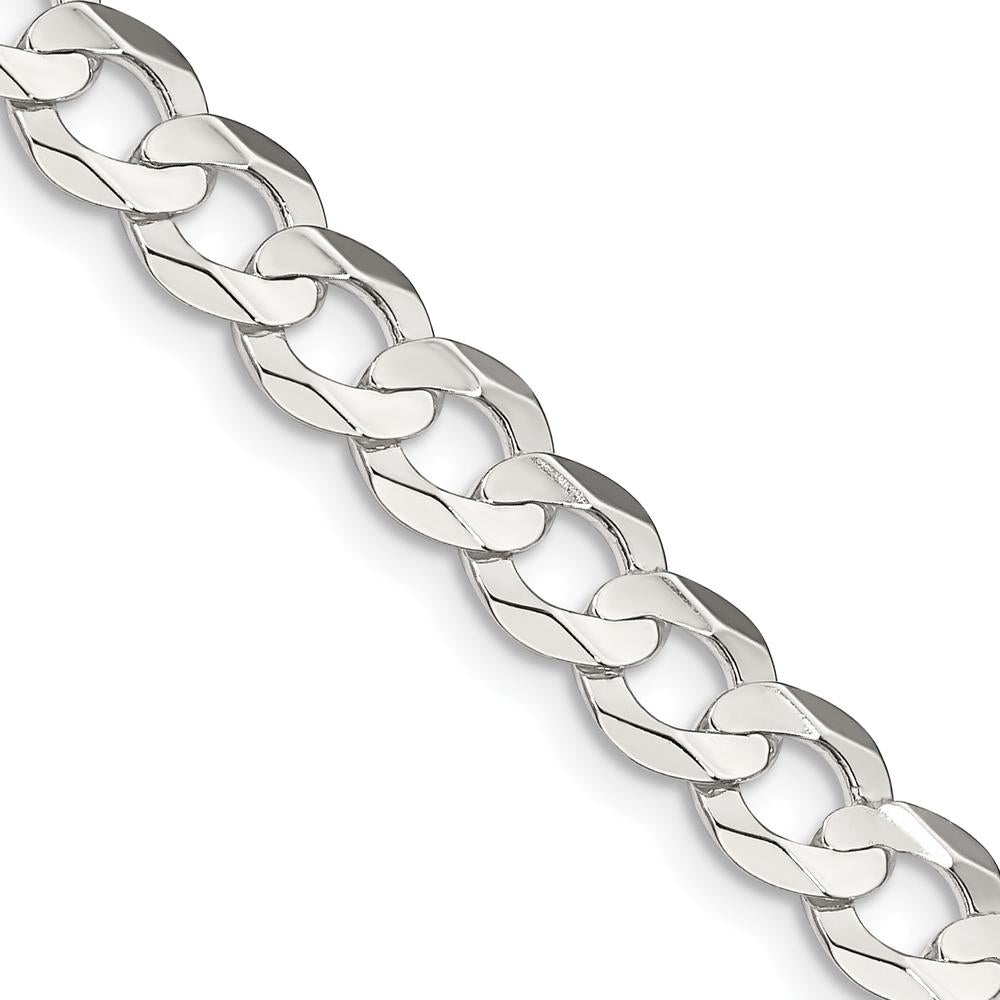 Sterling Silver 6.75mm Concave Beveled Curb Chain Necklace - 30 inches by Lumare Gioia