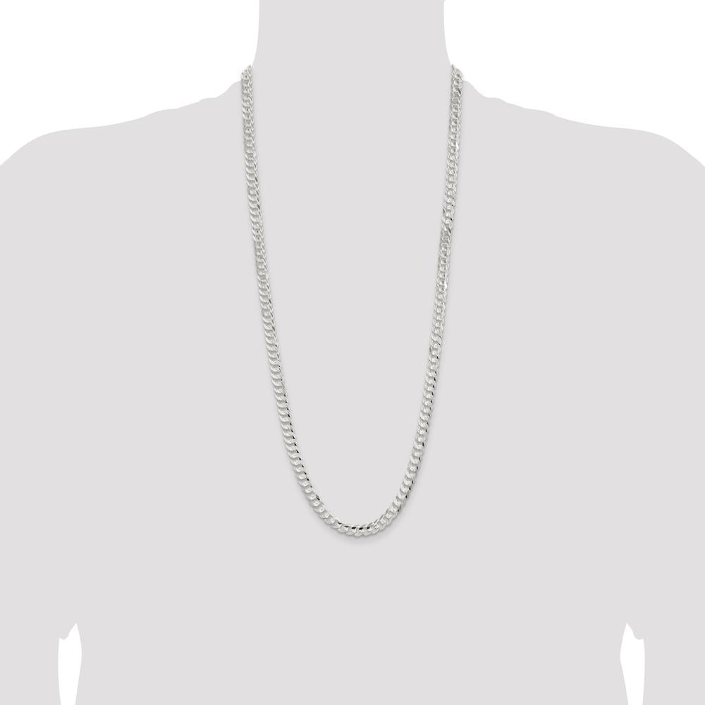 Sterling Silver 6.75mm Concave Beveled Curb Chain Necklace - 30 inches by Lumare Gioia