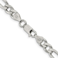 Sterling Silver 6.75mm Figaro Chain Necklace - 18 Inch Polished Finish with Lobster Clasp by Lumare Gioia