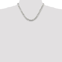 Sterling Silver 6.75mm Figaro Chain Necklace - 18 Inch Polished Finish with Lobster Clasp by Lumare Gioia