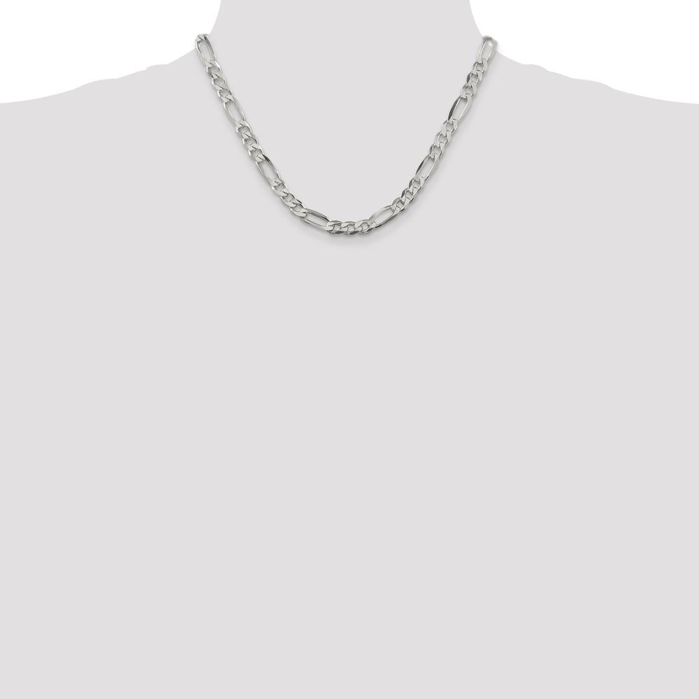 Sterling Silver 6.75mm Figaro Chain Necklace - 18 Inch Polished Finish with Lobster Clasp by Lumare Gioia