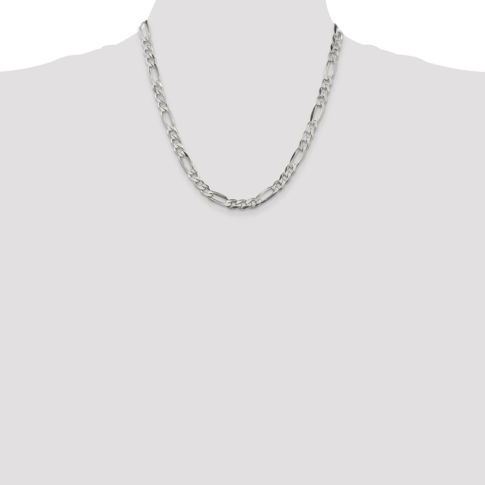 Sterling Silver 6.75mm Figaro Chain Necklace - 20 Inches - Polished Finish with Lobster Clasp by Lumare Gioia