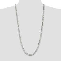 Sterling Silver 6.75mm Figaro Chain Necklace - 30 inches by Lumare Gioia