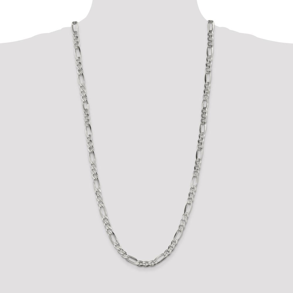 Sterling Silver 6.75mm Figaro Chain Necklace - 30 inches by Lumare Gioia