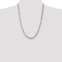 Sterling Silver 6.75mm Polished Figaro Chain Necklace - 24 Inches by Lumare Gioia
