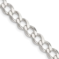 Sterling Silver 6.7mm Semi-solid Flat Curb Chain Necklace - 24 inches, Polished Finish by Lumare Gioia