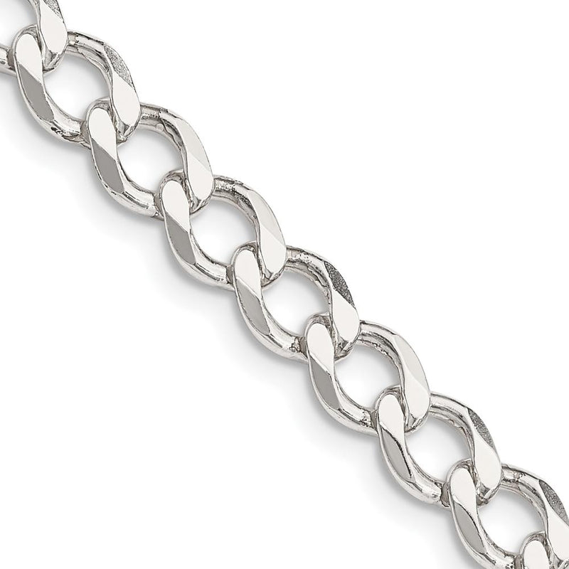Sterling Silver 6.7mm Semi-solid Flat Curb Chain Necklace - 24 inches, Polished Finish by Lumare Gioia