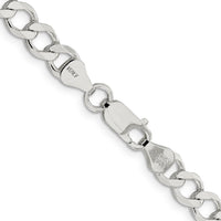Sterling Silver 6.7mm Semi-solid Flat Curb Chain Necklace - 24 inches, Polished Finish by Lumare Gioia