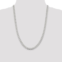 Sterling Silver 6.7mm Semi-solid Flat Curb Chain Necklace - 24 inches, Polished Finish by Lumare Gioia