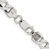 Sterling Silver 6.8mm Flat Curb Chain 30" Necklace - Polished Finish with Anti-Tarnish Coating by Lumare Gioia