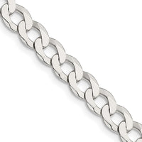 Sterling Silver 6.8mm Flat Curb Chain Necklace - Polished Finish, 26 inches in Length by Lumare Gioia