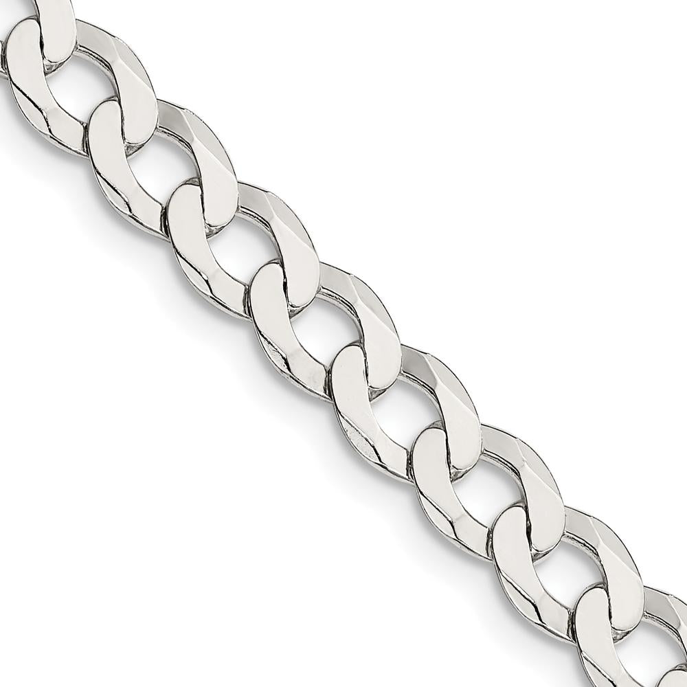 Sterling Silver 6.8mm Flat Curb Chain Necklace - Polished Finish, 26 inches in Length by Lumare Gioia