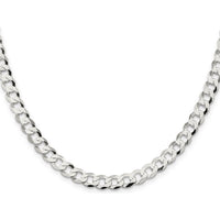 Sterling Silver 6.8mm Flat Curb Chain Necklace - Polished Finish, 26 inches in Length by Lumare Gioia