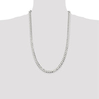 Sterling Silver 6.8mm Flat Curb Chain Necklace - Polished Finish, 26 inches in Length by Lumare Gioia
