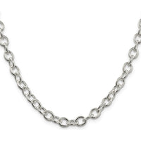 Sterling Silver 6.8mm Oval Cable Chain Necklace - 24 Inches Long by Lumare Gioia