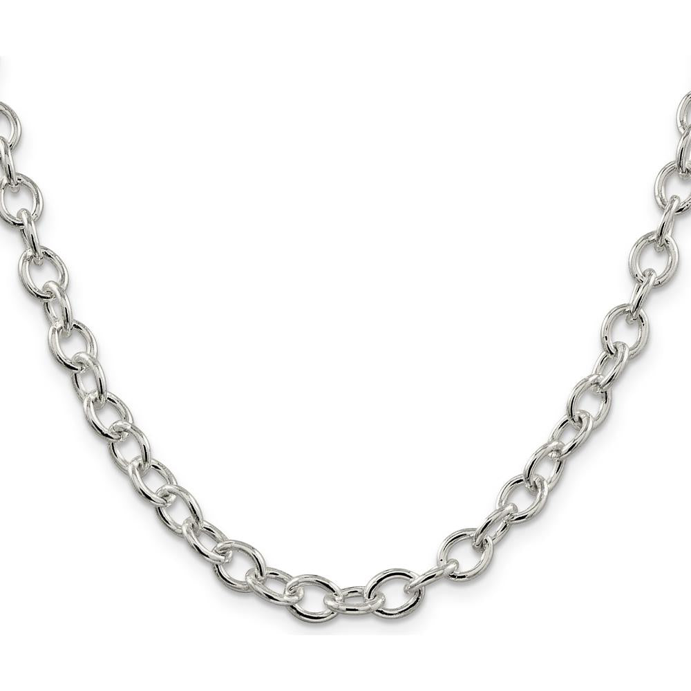 Sterling Silver 6.8mm Oval Cable Chain Necklace - 24 Inches Long by Lumare Gioia