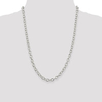 Sterling Silver 6.8mm Oval Cable Chain Necklace - 24 Inches Long by Lumare Gioia