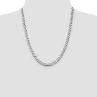 Sterling Silver 6mm Beveled Curb Chain Necklace - 22 Inches - Rhodium-Plated by Lumare Gioia