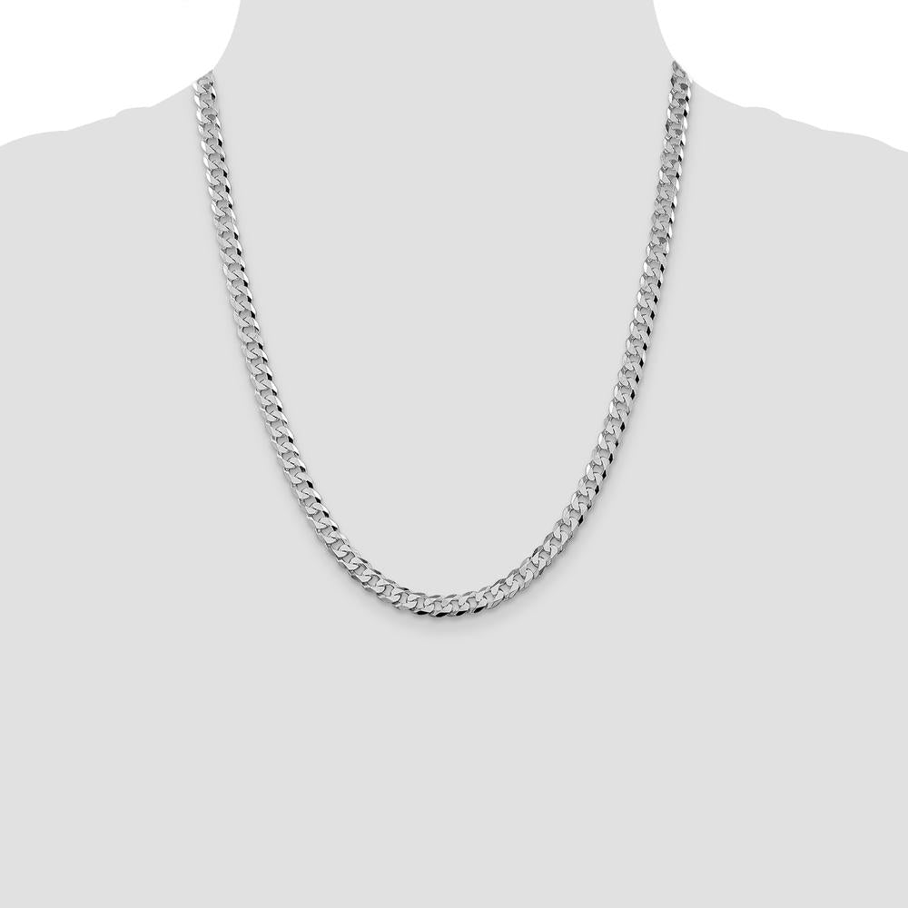 Sterling Silver 6mm Beveled Curb Chain Necklace - 22 Inches - Rhodium-Plated by Lumare Gioia