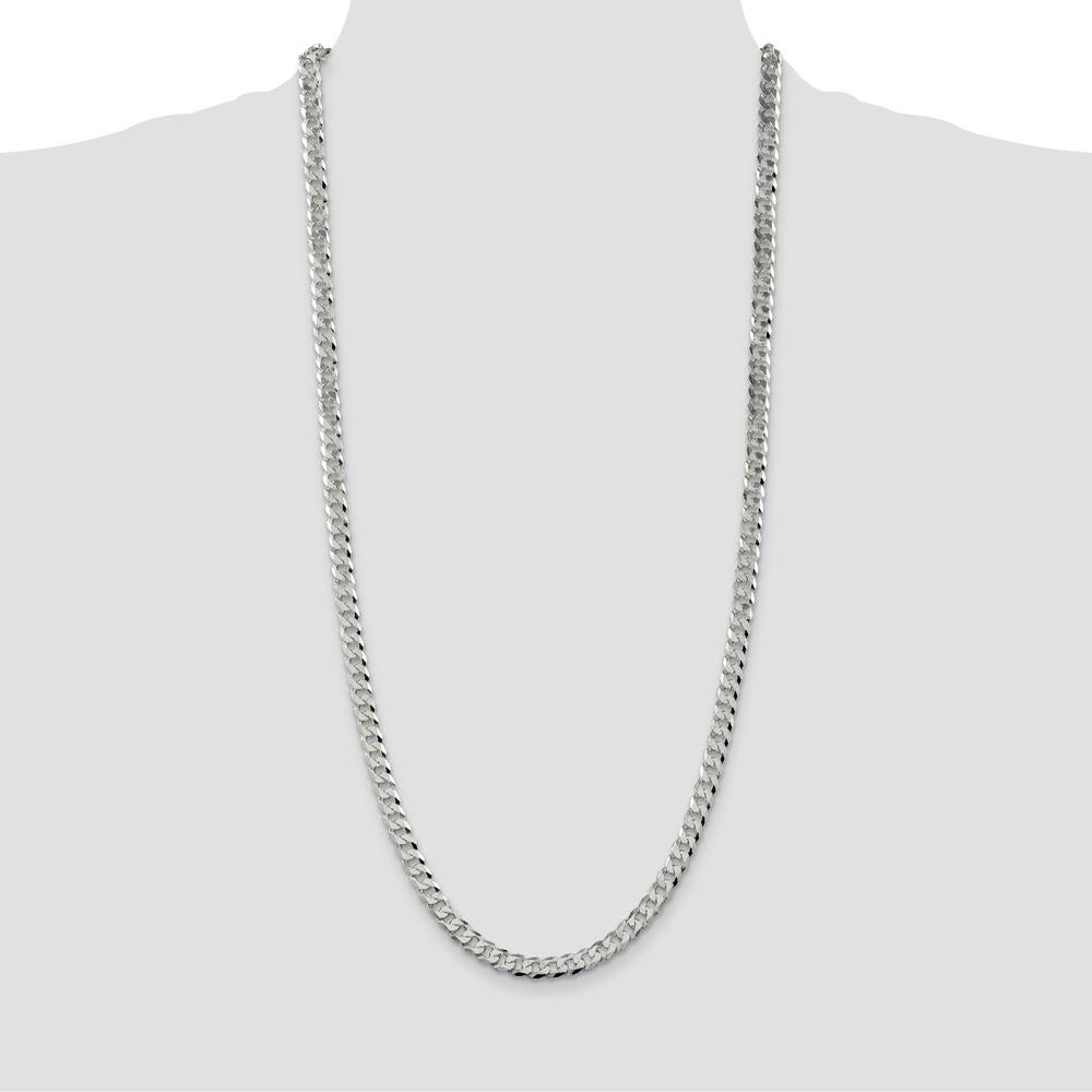 Sterling Silver 6mm Beveled Curb Chain Necklace - 30 Inches by Lumare Gioia