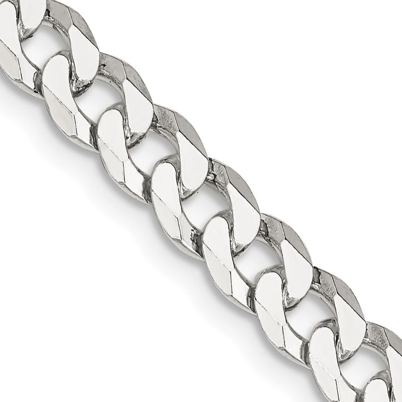 Sterling Silver 6mm Beveled Curb Chain Necklace with Lobster Clasp - 22 Inches by Lumare Gioia