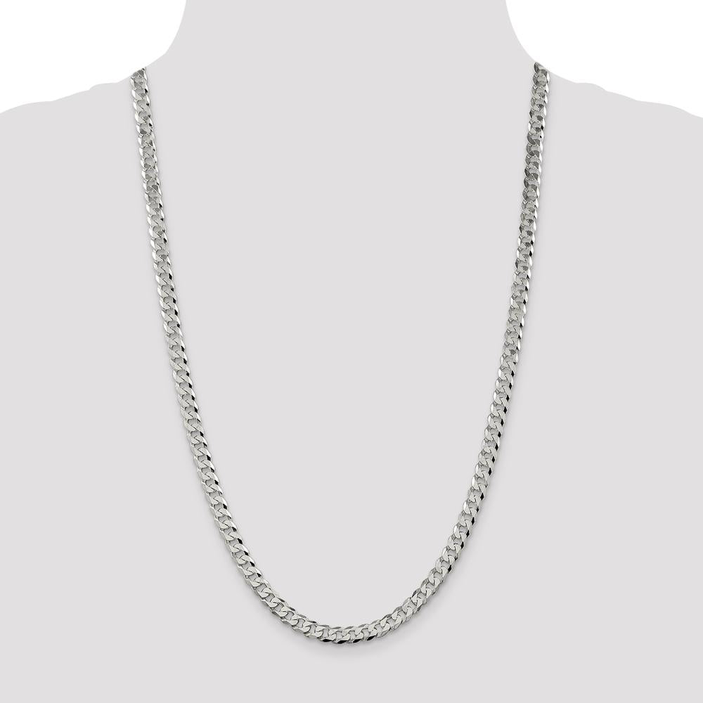 Sterling Silver 6mm Beveled Curb Chain Necklace with Polished Finish and Anti-Tarnish Coating - 26 Inches by Lumare Gioia