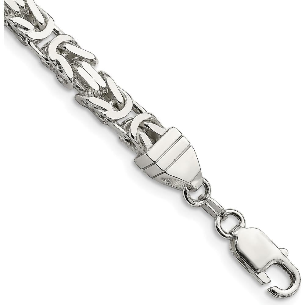 Sterling Silver 6mm Byzantine Chain Bracelet with Polished Finish and Lobster Clasp by Lumare Gioia