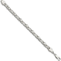 Sterling Silver 6mm Byzantine Chain Bracelet with Polished Finish and Lobster Clasp by Lumare Gioia