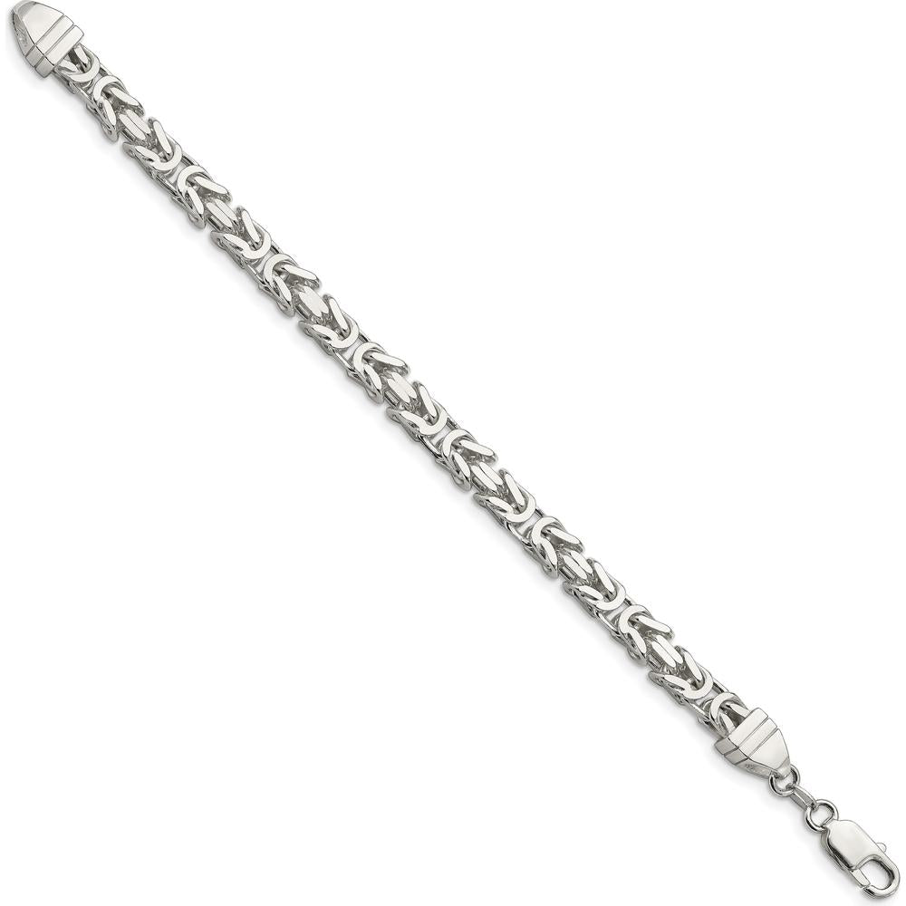 Sterling Silver 6mm Byzantine Chain Bracelet with Polished Finish and Lobster Clasp by Lumare Gioia