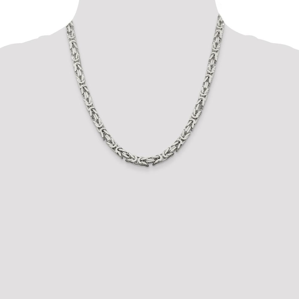 Sterling Silver 6mm Byzantine Chain Necklace - 20 Inches with Lobster Clasp by Lumare Gioia
