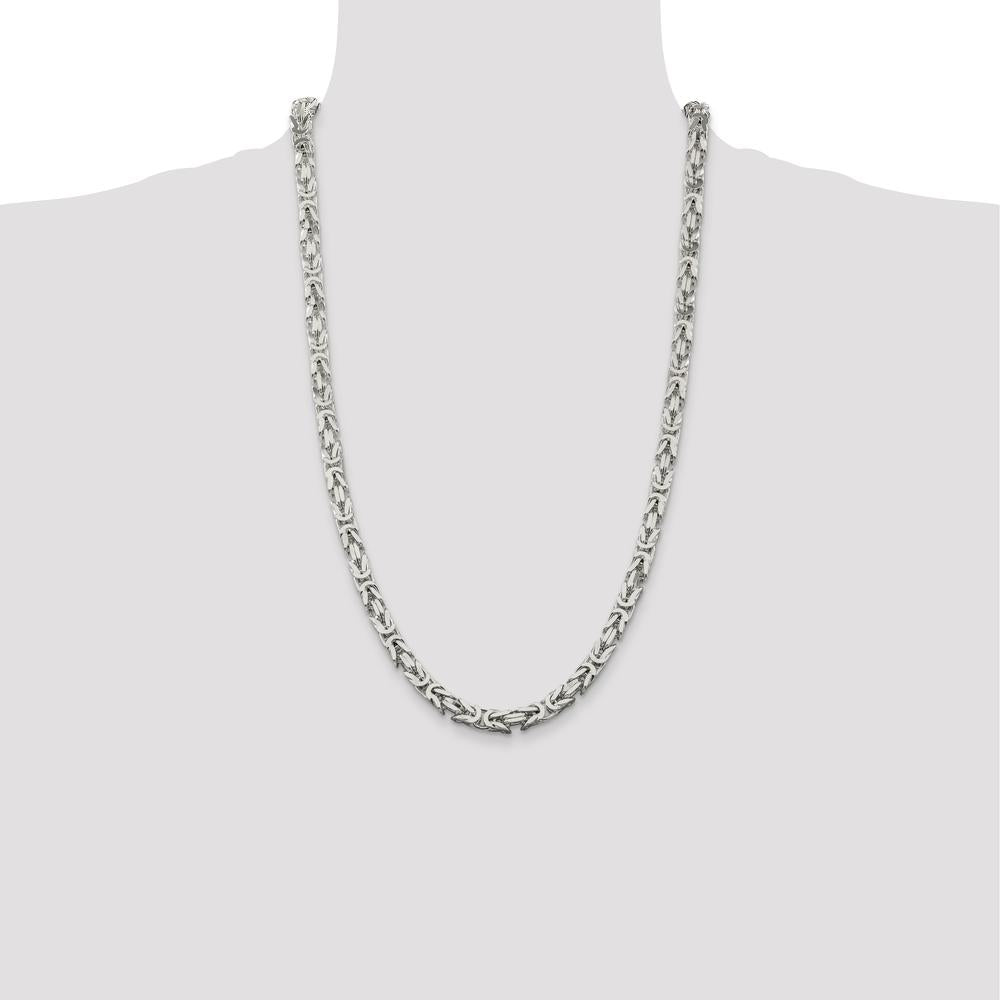 Sterling Silver 6mm Byzantine Chain Necklace - 26 Inches, Polished Finish by Lumare Gioia